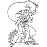 Dibujo para colorear Dibujo De Indiana Jones Con Su Latigo Para Pintar Y Colorear