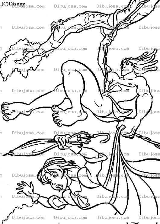 Dibujo para colorear Dibujo De Tarzan Con Jane Para Pintar Y Colorear