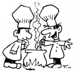 Dibujo para colorear Dibujo De Cocineros Cocinando En Una Gran Olla De Barro Para Pintar Y Colorear