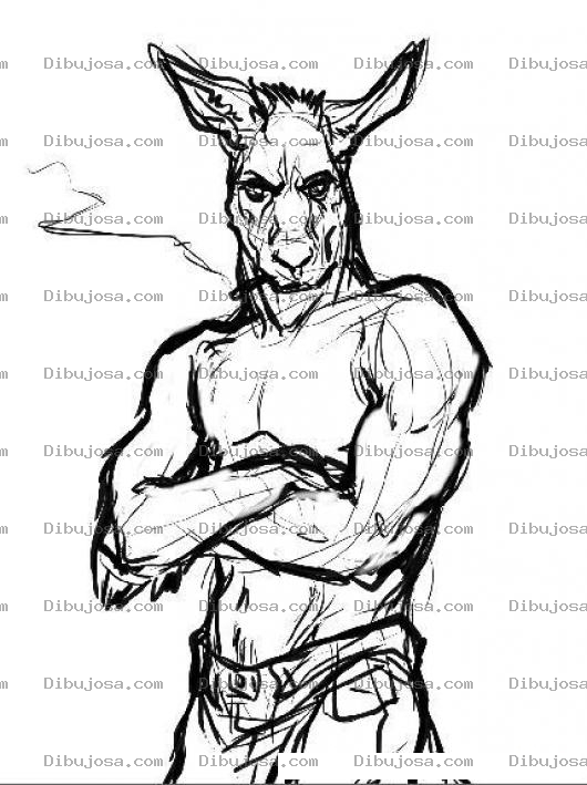Dibujo para colorear Burro Musculoso Para Pintar Y Colorear