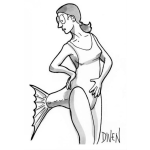 Dibujo para colorear Dibujo De Mujer Con Cola De Pescado Para Pintar Y Colorear Calzoneta De Sirena