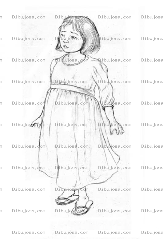Dibujo para colorear Dibujo De Nina En Vestidito Para Pintar Y Colorear