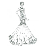 Dibujo para colorear Dibujo De Chica Delgada Y Alta En Un Vestido Divino Para Pintar Y Colorear