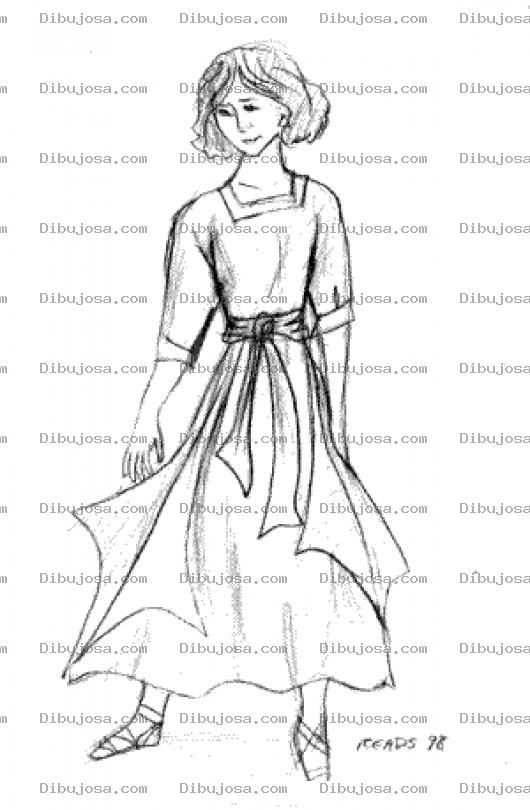 Dibujo para colorear Vestido Humilde Para Pintar Y Colorear