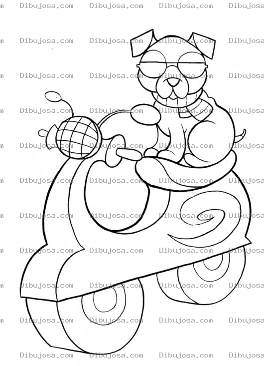 Dibujo para colorear Dibujo De Perrito En Moto Para Pintar Y Colorear Perro En Pasola