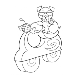Dibujo para colorear Dibujo De Perrito En Moto Para Pintar Y Colorear Perro En Pasola