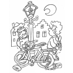 Dibujo para colorear Dibujo De Un Ladron De Bicicletas Haciendose El Loco Frente A Un Policia Para Pintar Y Colorear