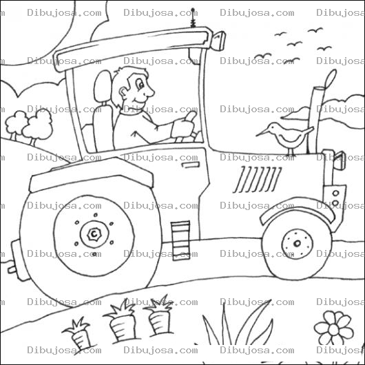 Dibujo para colorear Dibujo De Agricultor En Tractor Para Pintar Y Colorear