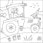 Dibujo para colorear Dibujo De Agricultor En Tractor Para Pintar Y Colorear