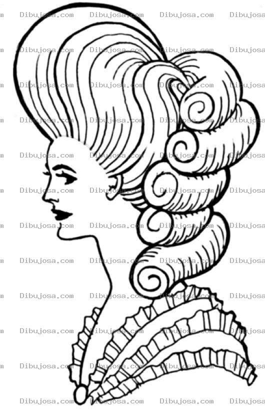 Dibujo para colorear Dibujo De Mujer Con Peinado Antiguo Para Pintar Y Colorear Peinado Pomposo