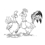 Dibujo para colorear Dibujo De Gallina Y Gallo Conversando Para Pintar Y Colorear