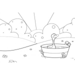 Dibujo para colorear Dibujo De Pato Nadando En Un Balde De Agua Para Pintar Y Colorear