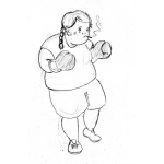 Dibujo para colorear Gordita Boxeadora Dibujo De Nina Gorda Con Guantes De Box Para Pintar Y Colorear
