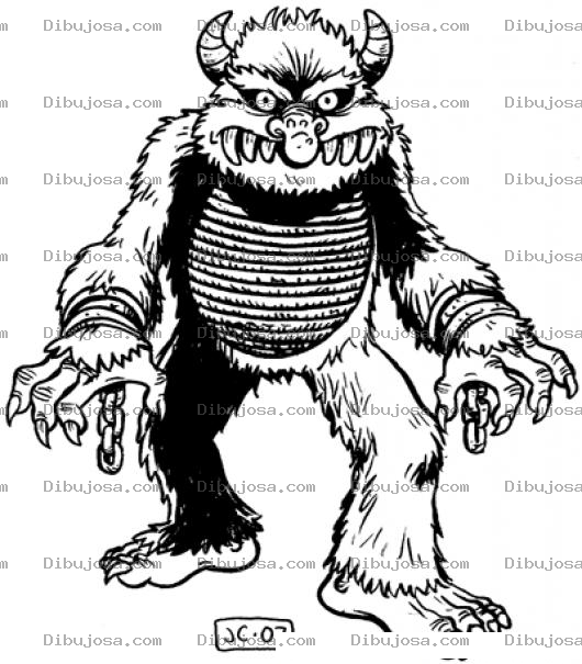 Dibujo para colorear Moustruo Con Cachos Apra Pintar Y Colorear