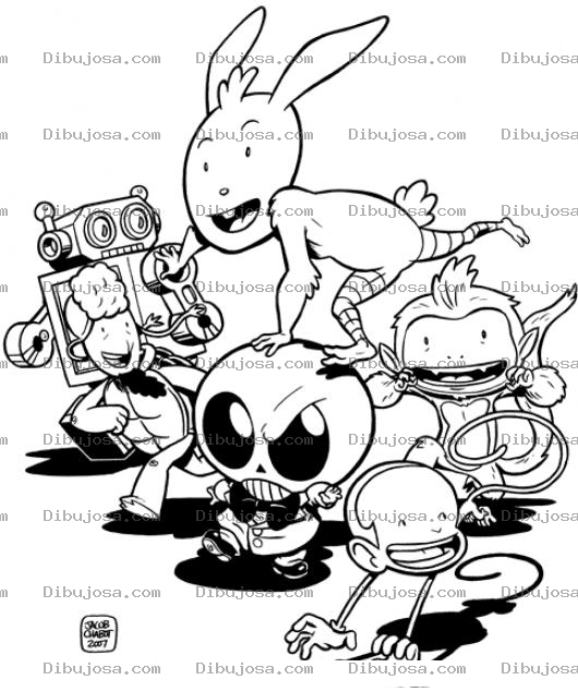 Dibujo para colorear Dibujo Del Conejo De Chickenhare Y Sus Amigos Para Pintar Y Colorear