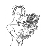 Dibujo para colorear Mama Robot Con Su Bebe Robot Para Pintar Y Colorear