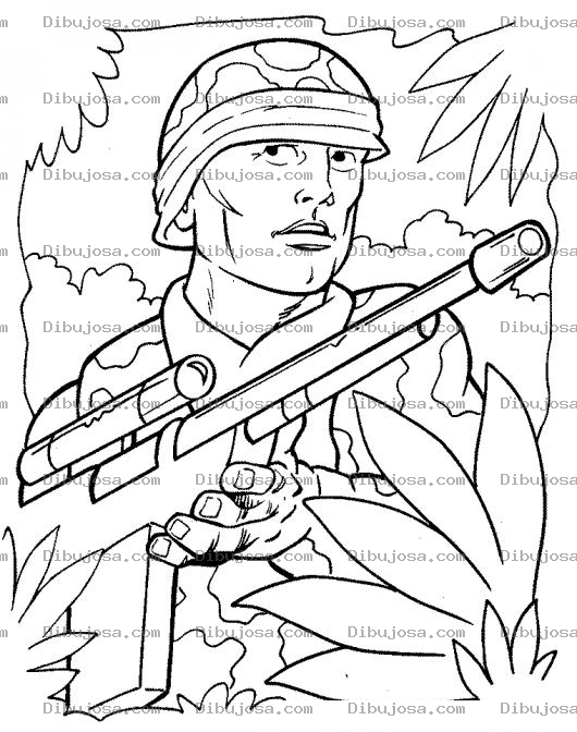 Dibujo para colorear Soldado En La Maleza Para Pintar Y Colorear