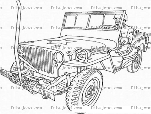 Dibujo para colorear Dibujo De Un Jeep Del Ejercito Para Pintar Y Colorear
