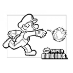 Dibujo para colorear colorear a Mario Bros tirando bola de fuego