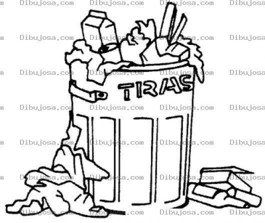 Dibujo para colorear Dibujo De Un Bote De Basura Lleno De Basura Para Pintar Y Colorear Basurabasura