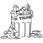 Dibujo para colorear Dibujo De Un Bote De Basura Lleno De Basura Para Pintar Y Colorear Basurabasura