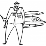 Dibujo para colorear General Y Su Helicoptero Militar Para Pintar Y Colorear