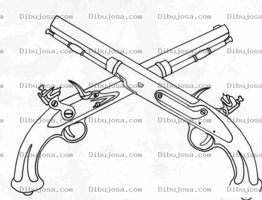 Dibujo para colorear Dibujo De Pistolas Antiguas Para Pintar Y Colorear Revolveres Viejos