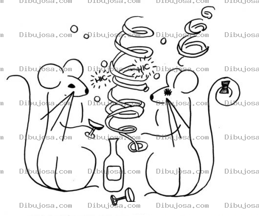 Dibujo para colorear Dibujo De Ratones Tomando Vino Para Pintar Y Colorear Ratas Borrachas