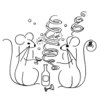 Dibujo para colorear Dibujo De Ratones Tomando Vino Para Pintar Y Colorear Ratas Borrachas