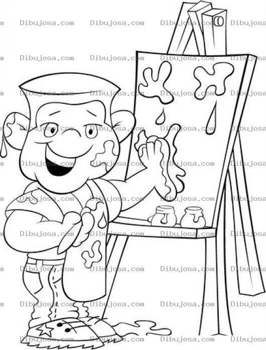 Dibujo para colorear Dibujo De Pintor Pintando Con La Mano Para Colorear