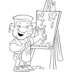 Dibujo para colorear Dibujo De Pintor Pintando Con La Mano Para Colorear