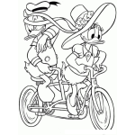 Dibujo para colorear Dibujo Para Colorear A Daisy Con El Pato Donald En Una Bicicleta Para Dos Personas