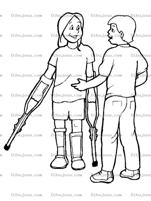 Dibujo para colorear Dibujo De Nina Con Muletas Para Pintar Y Colorear A Una Chica Con Muletas