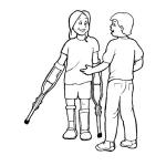 Dibujo para colorear Dibujo De Nina Con Muletas Para Pintar Y Colorear A Una Chica Con Muletas