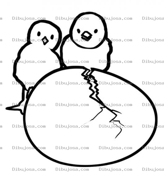 Dibujo para colorear Dibujo De 2 Pollitos Esperando El Nacimiento De Su Hermanito Para Pintar Y Colorear