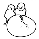 Dibujo para colorear Dibujo De 2 Pollitos Esperando El Nacimiento De Su Hermanito Para Pintar Y Colorear