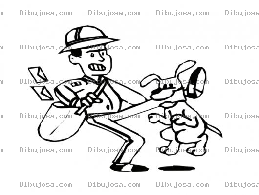 Dibujo para colorear Dibujo De Cartero Mordido Por Un Perro Para Pintar Y Colorear Mordida De Chucho