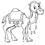 Dibujo para colorear Dibujo De Camellito Para Pintar Y Colorear A Un Camello Con Alfombra Y Freno