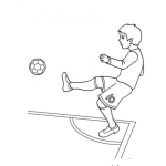 Dibujo para colorear Dibujo De Tiro De Esquina Para Pintar Y Colorear A Un Chico Futbolista Haciendo Un Saque