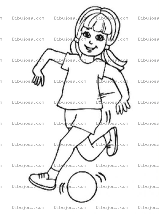 Dibujo para colorear Futbol Femenino Dibujo De Una Chica Jugando Pelota Para Pintar Y Colorear Football De Mujeres