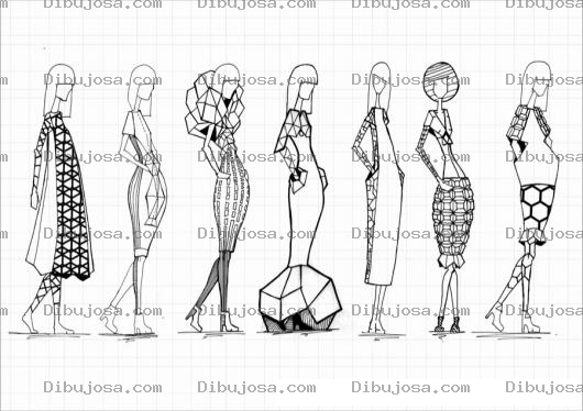 Dibujo para colorear Dibujo De Modelos De Pasarela Modelando Ropa Para Pintar Y Colorear