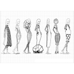 Dibujo para colorear Dibujo De Modelos De Pasarela Modelando Ropa Para Pintar Y Colorear