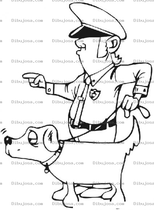 Dibujo para colorear Dibujo De Policia Con Perro Para Pintar Y Colorear