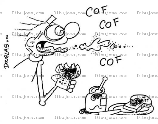 Dibujo para colorear Dibujo De Hombre Tosiendo Con Pan Tostado Para Pintar Y Colorear La Accion De Toser