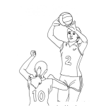 Dibujo para colorear Dibujo De Mujeres Jugando Voleybol Para Pintar Y Colorear Chicas Practicando Volley Ball Volibol
