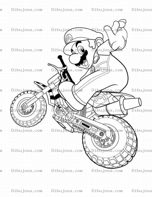 Dibujo para colorear Dibujo de Mario Bros en Moto