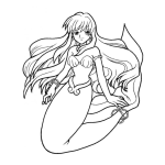 Dibujo para colorear Dibujo De Sirena Bonita Con Joyas De Perlas Para Pintar Y Colorear