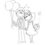 Dibujo para colorear Dibujo De Novios Enamorados En Una Feria Para Pintar Y Colorear
