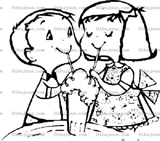 Dibujo para colorear Dibujos De Ninos Compartiendo Una Malteada Para Pintar Y Colorear La Accion De Compartir Un Milkshake O Batido De Vainilla