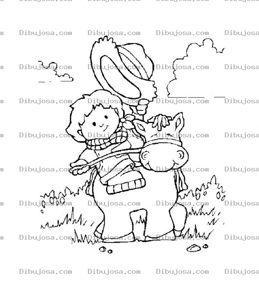 Dibujo para colorear Vaquerito En Su Caballo Para Pintar Y Colorear